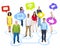 Group Of People And Social Media Icons