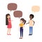 Group of people with speech bubble character
