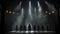 A group of people standing in a dark room with lights