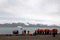 Group of people standing at Deception Island, Antarctica