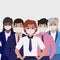 Group of people in sterile medical masks - Vector