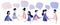 Group of people talking . Businessmen discuss social network, news, social networks, chat, dialogue speech bubbles.Flat style