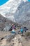 Group of People travelling in high Mountains Countryside