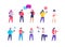 Group People use gadgets. set of icons, illustration. Smartphones tablets user interface social media.Flat illustration