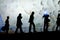 Group of people walking inside beautiful cave.