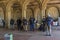 Group of people walking at Minton Tiles at Bethesda Arcade in Central Park