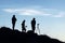 Group of photographers preparing their cameras waiting for the blue hour in Passo Giau.