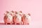 Group of pink piggy banks on pink background. Personal savings and financial investment, money storage, money boxes. Finance and