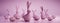 Group of pink porcelain easter rabbits