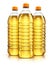 Group of plastic bottles with vegetable cooking oil