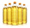 Group of plastic bottles with vegetable cooking oil