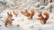 A group of playful squirrels frolicking in the snow,