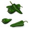 Group of poblano peppers.