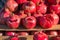 Group of pomegranates. Pomegranate closeup, background