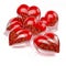 Group, pool of red heart shaped pills, capsules filled with small tiny hearts as medicine