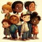 Group Portrait of Diversity Happy illustrated Cartoon Children