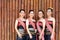 Group portrait of Kadazan Dusun young girls in traditional attire