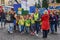 Group of primary school pupils with their teachers at the demonstration on Fridays for future