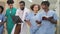 Group of professional doctors team at outpatient healthcare clinic in hospital.