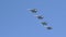 A group of professional pilots of military aircraft in sky.