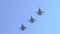 A group of professional pilots of military aircraft in sky.