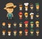 Group of professions cartoon characters