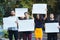 Group of protesting young people outdoors