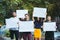 Group of protesting young people outdoors