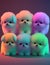 A group of puppies sitting next to each other. AI generative image.