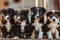 Group of Puppies Sitting in a Row. Generative AI
