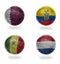 Group A. realistic football balls with national flags of qatar, ecuador, senegal, netherlands, ,soccer teams