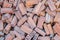 Group of red bricks square construction materials