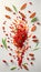 Group of Red Dry Gogi Berries Fruit Creatively Falling-Dripping Flying or Splashing on White Background AI Generative