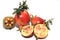 Group of red pomegranates mignon of beauty dwarf plant