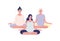 Group of relaxing pregnant woman meditating in lotus pose vector flat illustration. Pregnancy female practicing yoga