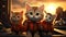 Group of Rescuer Kittens in Orange Backpacks: 3D Rendering of Ambulance Heroes Ai generated