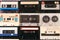 Group of retro audio cassettes