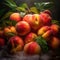 group of ripe peaches background