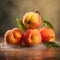 group of ripe peaches background