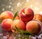 group of ripe peaches background