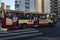 A group of River Plate ultra supporters in a bus arriving at the Estadio Monumental Antonio Vespucio Liberti for a soccer game in