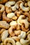 Group of roasted Cashews nuts, tasty and healty. Full frame picture