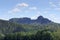 Group of rocks Schrammsteine and Falkenstein in Saxon Switzerland