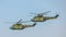 Group of Romanian Air Force IAR 330 Puma helicopters performing a demonstration flight at Timisoara Airshow