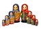 Group russian doll on white background