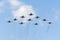 Group of Russian fighters fly over Red Square