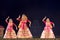 Group of Sattriya Dancers performing Sattriya Dance on stage at Konark Temple, Odisha, India.An assamese classical indian dance.