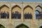 A group of schoolboy on Khaju bridge in Isfahan, Iran.