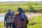 A group of scientists ornithologists study the nesting of northern birds in the far north of the Yamal Peninsula, Russia