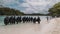 Group of scuba divers ready for diving